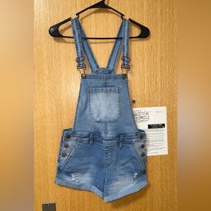 Overall denim shorts